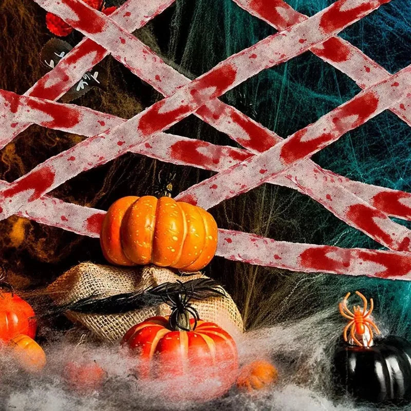 Bloody Gauze Strip Roll & Caution Tape – Halloween Decor Prop Halloween Decoration Babs