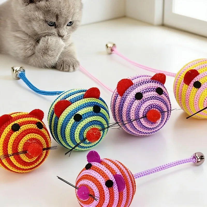 Cute Mouse Yarn Cat Ball Toys with Bell – Kitten Chew Toy Cat Chew Toy Babs