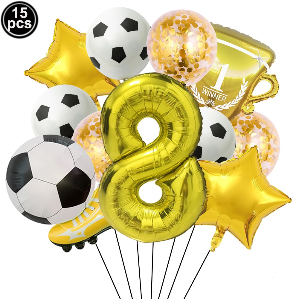 32" Soccer Ball Foil Balloon Set – Kids Birthday Party Decor Party Foil Balloons Babs Gold Number 8 As pictures show