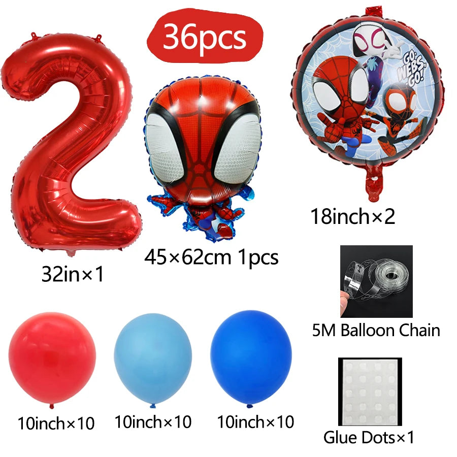 Spidey Giant Superhero Foil Balloons – Birthday Party Décor Foil Party Balloons Babs 36pcs number2