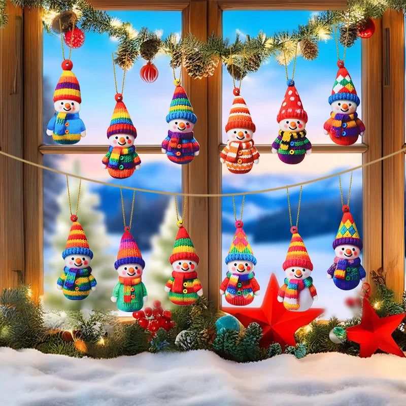 16pcs Snowman Wooden Christmas Ornaments – Xmas & New Year Decor Christmas Tree Ornaments Babs