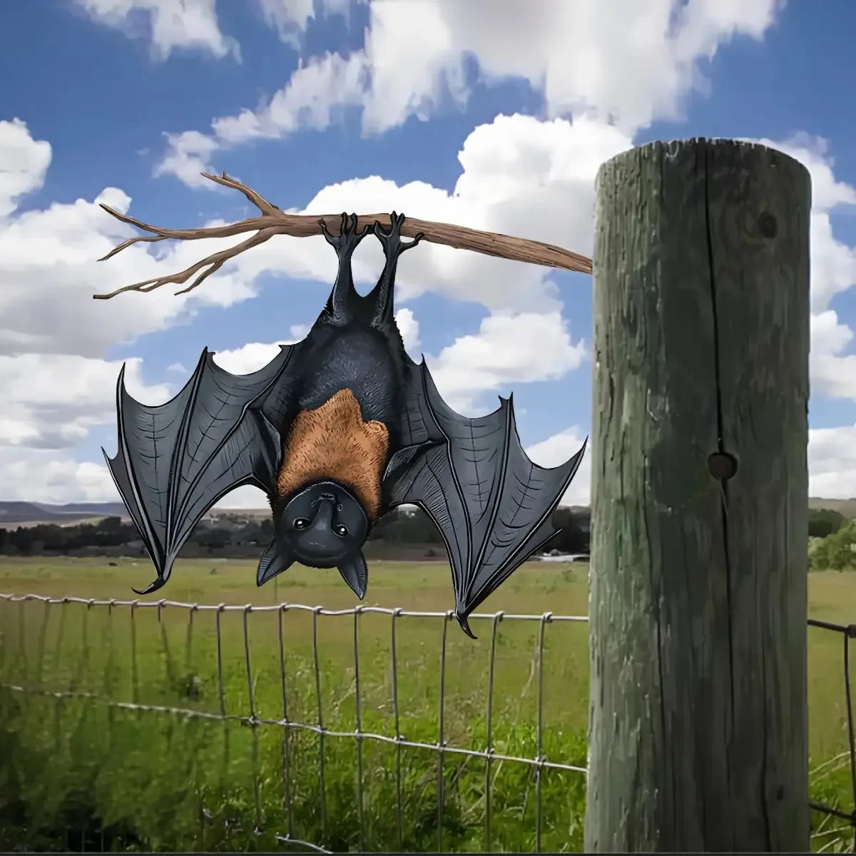 2 Halloween Metal Bat Hanging Ornaments – Indoor & Outdoor Halloween Hanging Ornament Babs