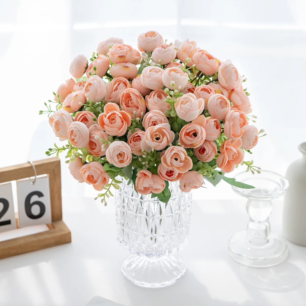 Artificial Silk Rose Tea Bud Bouquet – Wedding & Home Decor Artificial Flower Bouquet Babs