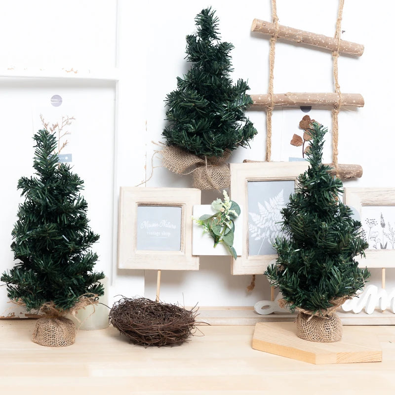 Mini Artificial Christmas Tree Burlap Desktop Ornament Décor Artificial Christmas Tree Babs