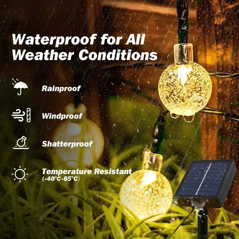 Solar Crystal Bubble Ball String Lights – IP65, 8 Modes Solar String Lights Babs