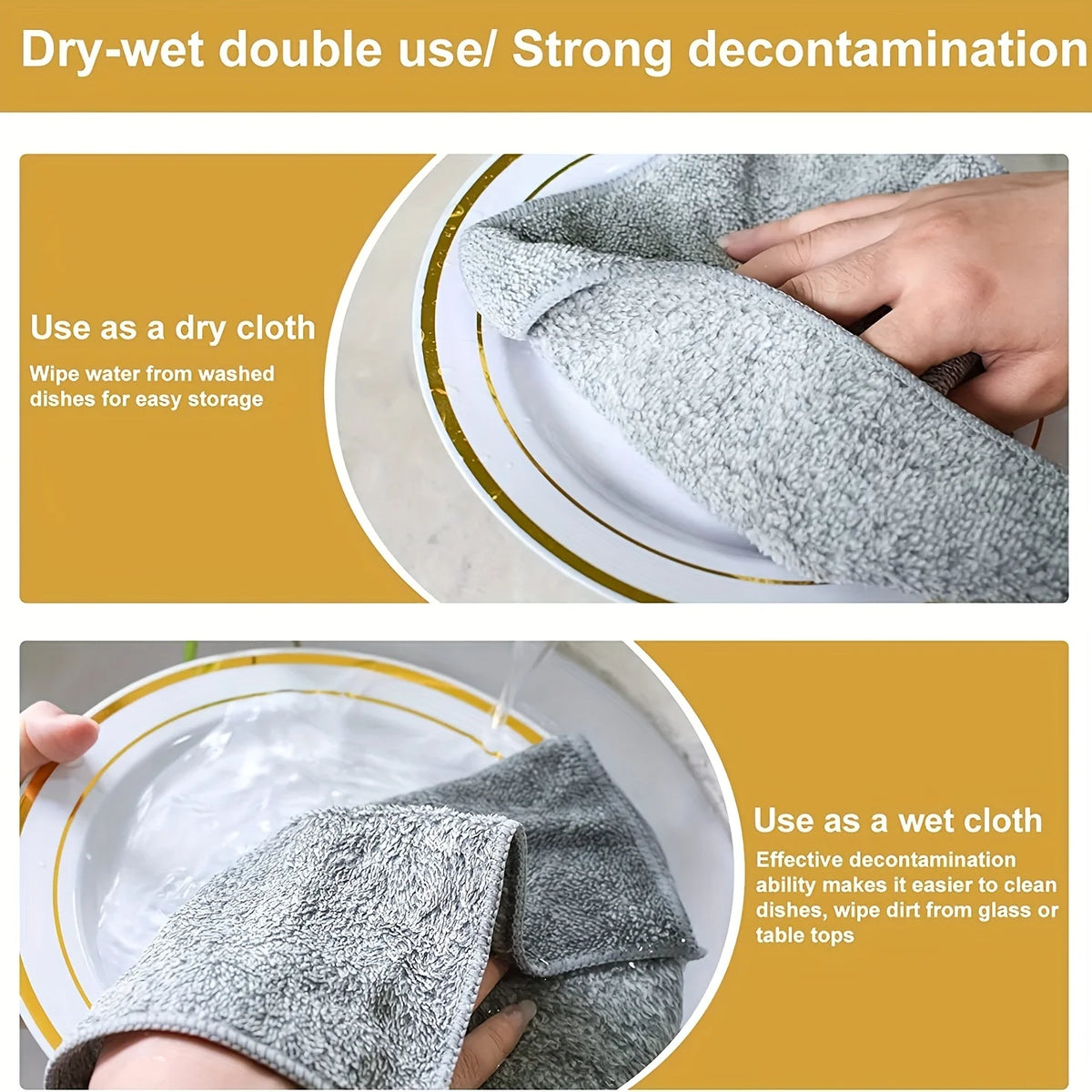 Super Absorbent Bamboo Charcoal Cleaning Cloths 10/20PCS Cleaning Cloths Babs