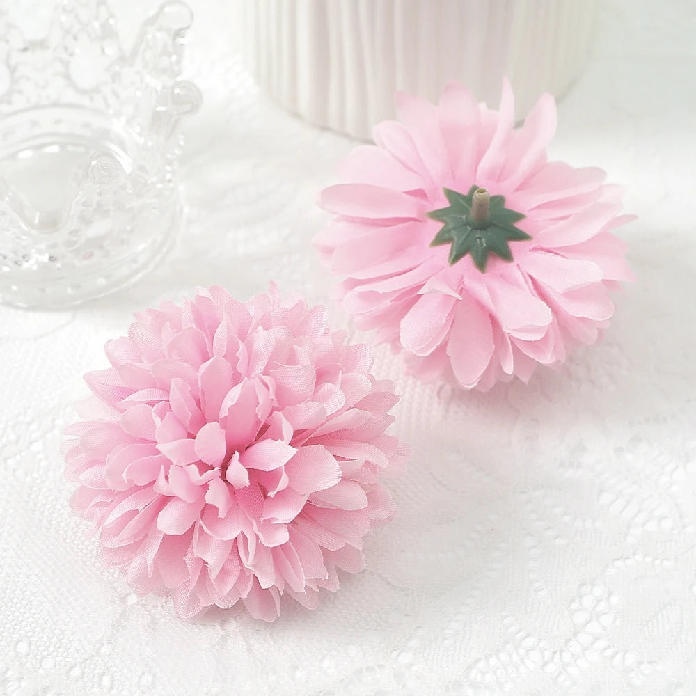 10 Pcs Orange Silk Chrysanthemum Artificial Flower Heads Decor