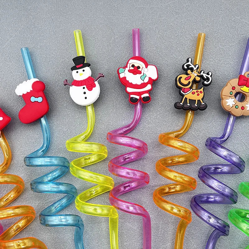 Reusable Santa Christmas Straws – Snowflake Holiday Party Straws Holiday Drinking Straws Babs