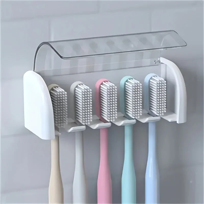 5-Slot Covered Wall Toothbrush Holder – Self-Adhesive Mount Toothbrush Holder Babs