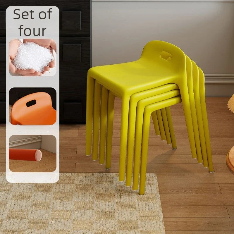 Modern Stackable Plastic Stool – Minimalist Bedroom & Living Room Stackable Plastic Stool Babs Yellow