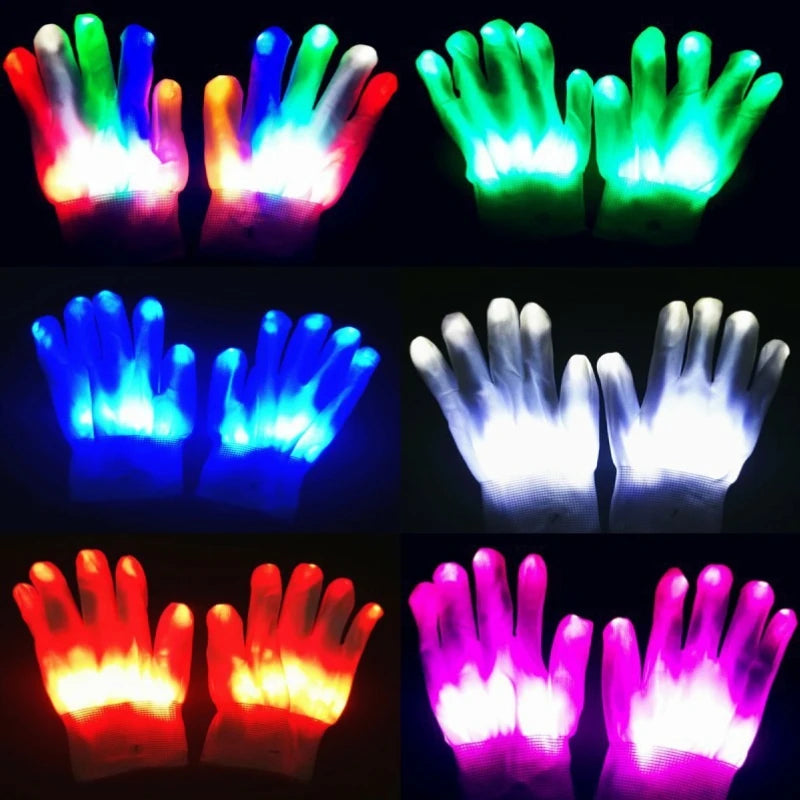 LED Light-Up Glow Gloves – Rave Party Halloween Cosplay LED Costume Gloves Babs