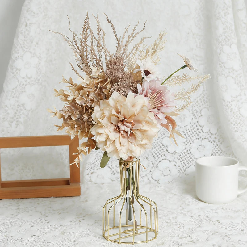 Champagne Artificial Dahlia Silk Flower for Home & Events Artificial Silk Flower Babs
