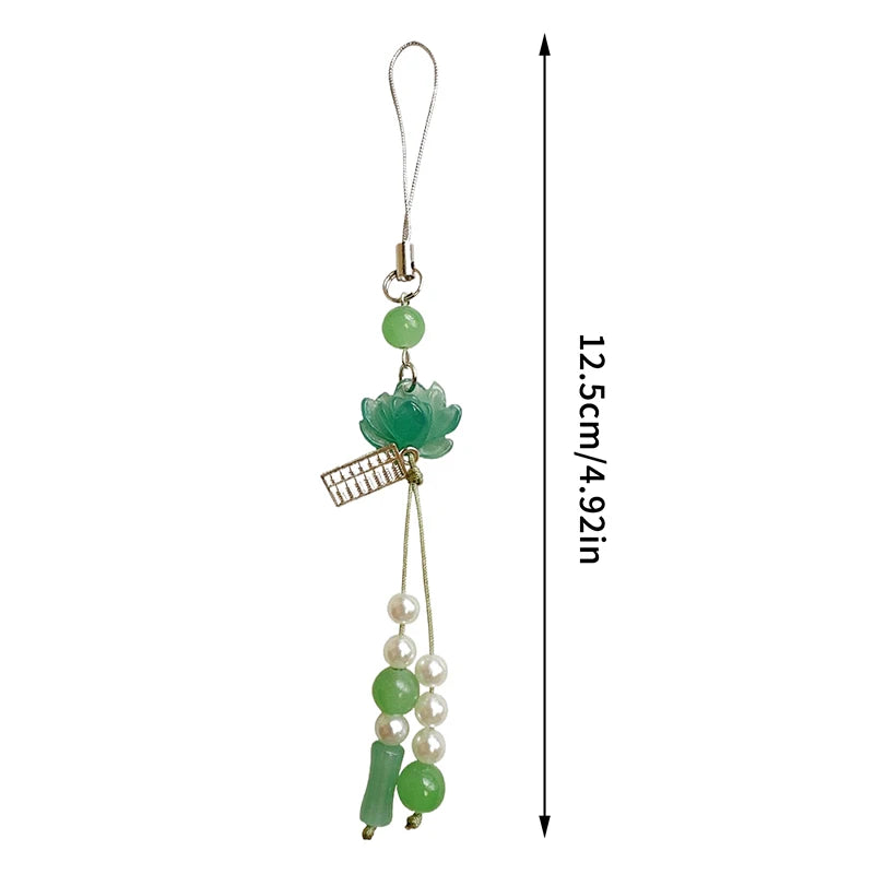 Lotus Flower Pendant Keychain & Phone Chain – Chinese Style Phone Chain Pendant Babs