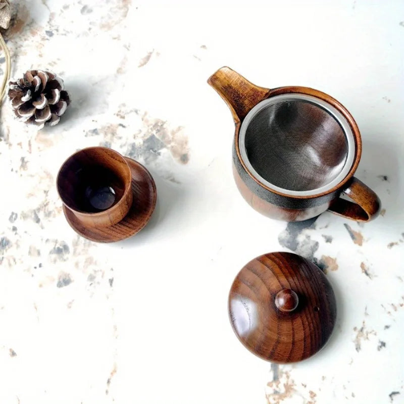Solid Wood Duck Beak Purple Clay Teapot with Filter & Lid Purple Clay Teapot Babs