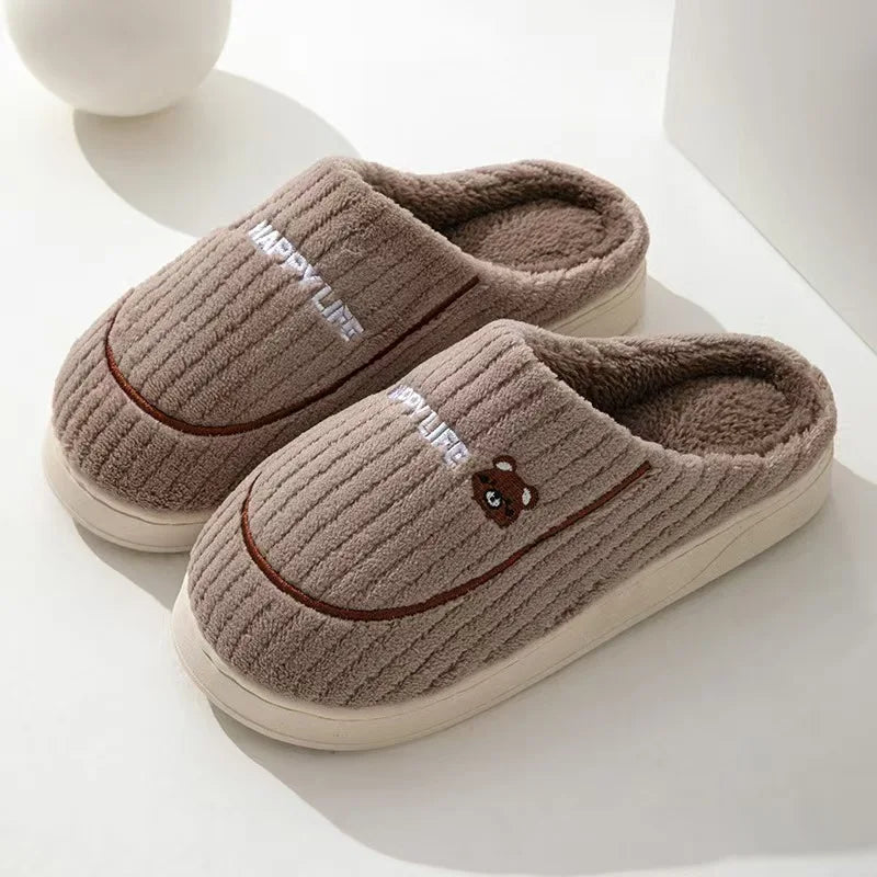 Thickened Cotton Cartoon Slippers – Warm Indoor House Shoes Indoor House Slippers Babs 40-41 Dark Khaki