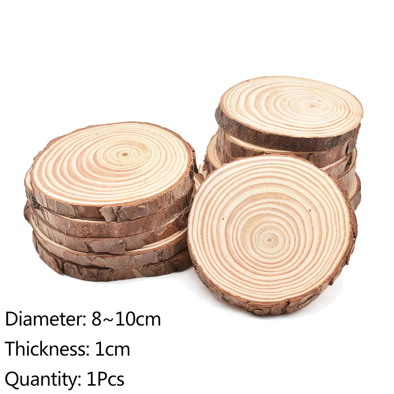 Natural Pine Wood Slices Unfinished Log Discs – DIY Crafts Wood Craft Discs Babs 1pcs 8-10cm