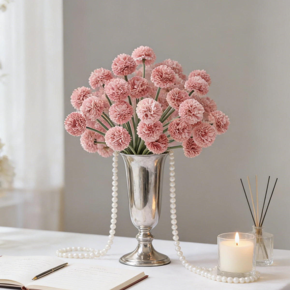 Artificial Silk Mini Ball Chrysanthemum Flowers | Wedding Décor Artificial Silk Flowers Babs