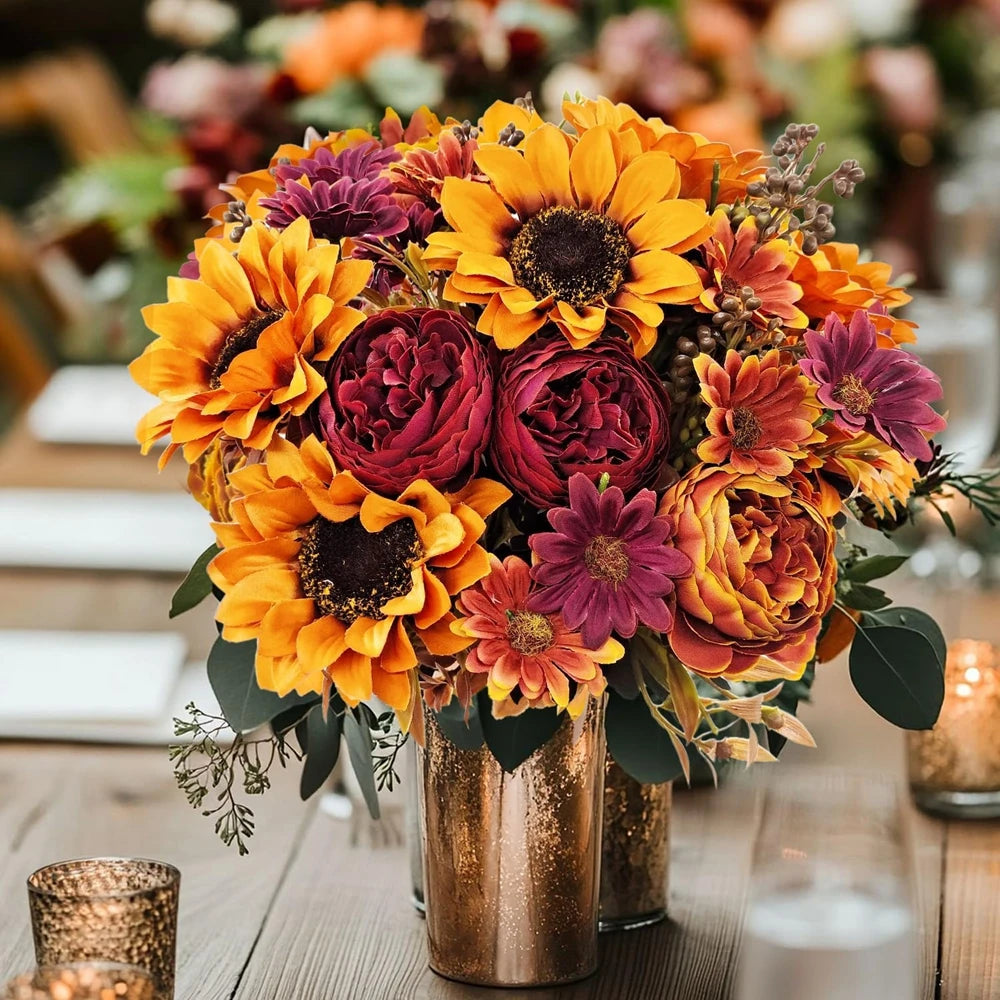 Silk Artificial Sunflower Bouquet for Wedding & Home Décor Artificial Flower Bouquet Babs