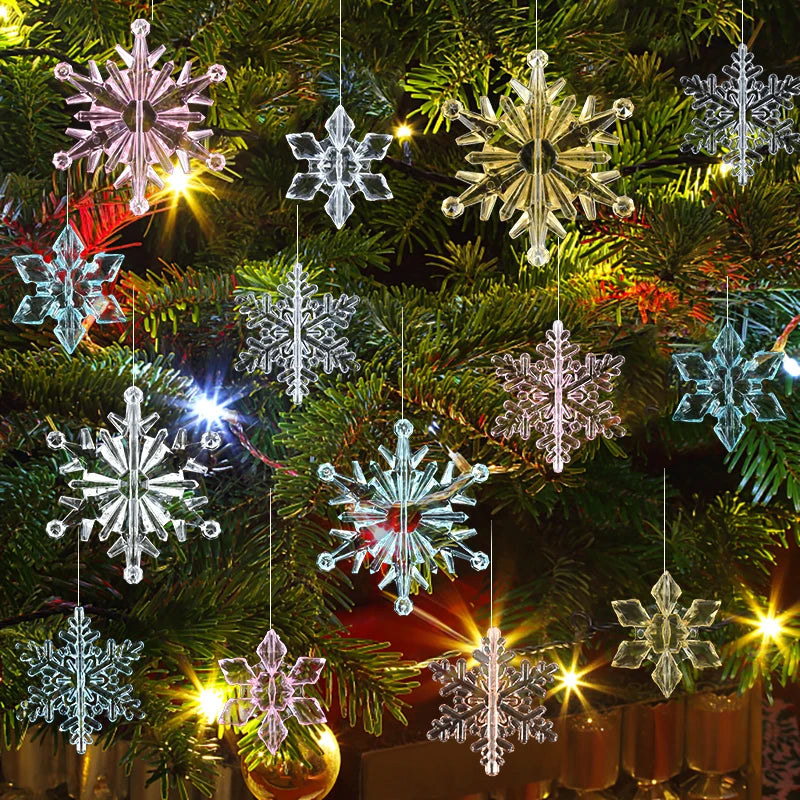 10Pcs Acrylic Snowflake Christmas Ornaments – Tree Pendants Christmas Ornaments Babs