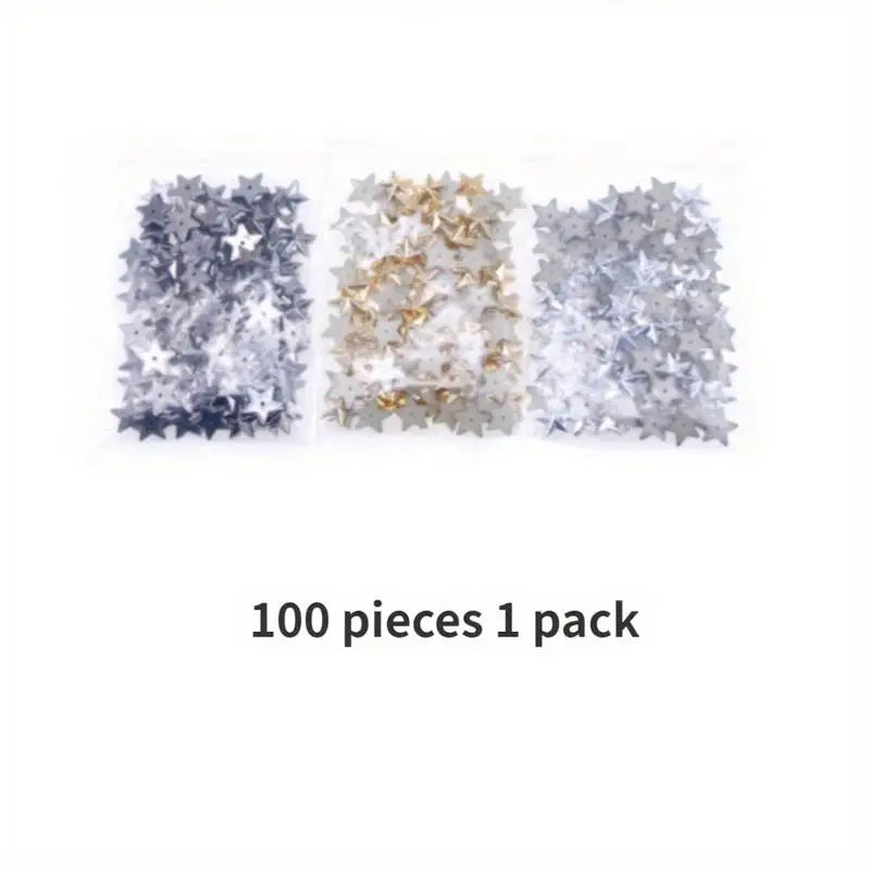100pcs Acrylic Star Gems Flat Back Gold Silver DIY Clothing Decor DIY Craft Embellishments Babs