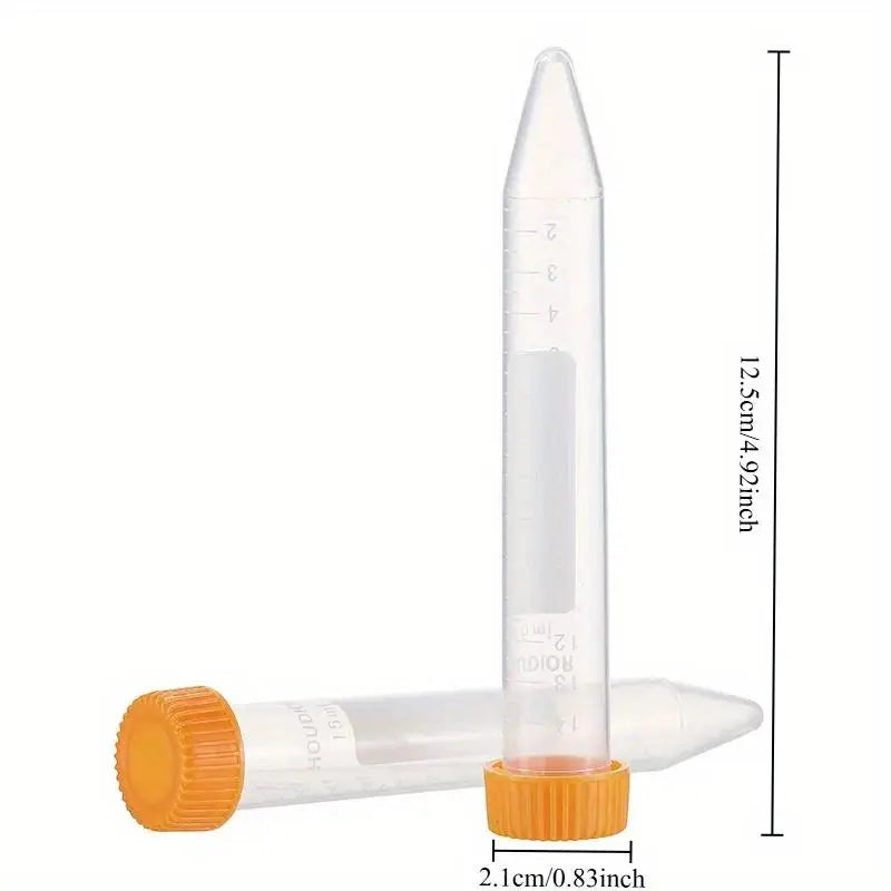 50Pcs 15mL Conical Screw Cap Centrifuge Tubes – Clear Lab Vials Lab Centrifuge Tubes Babs