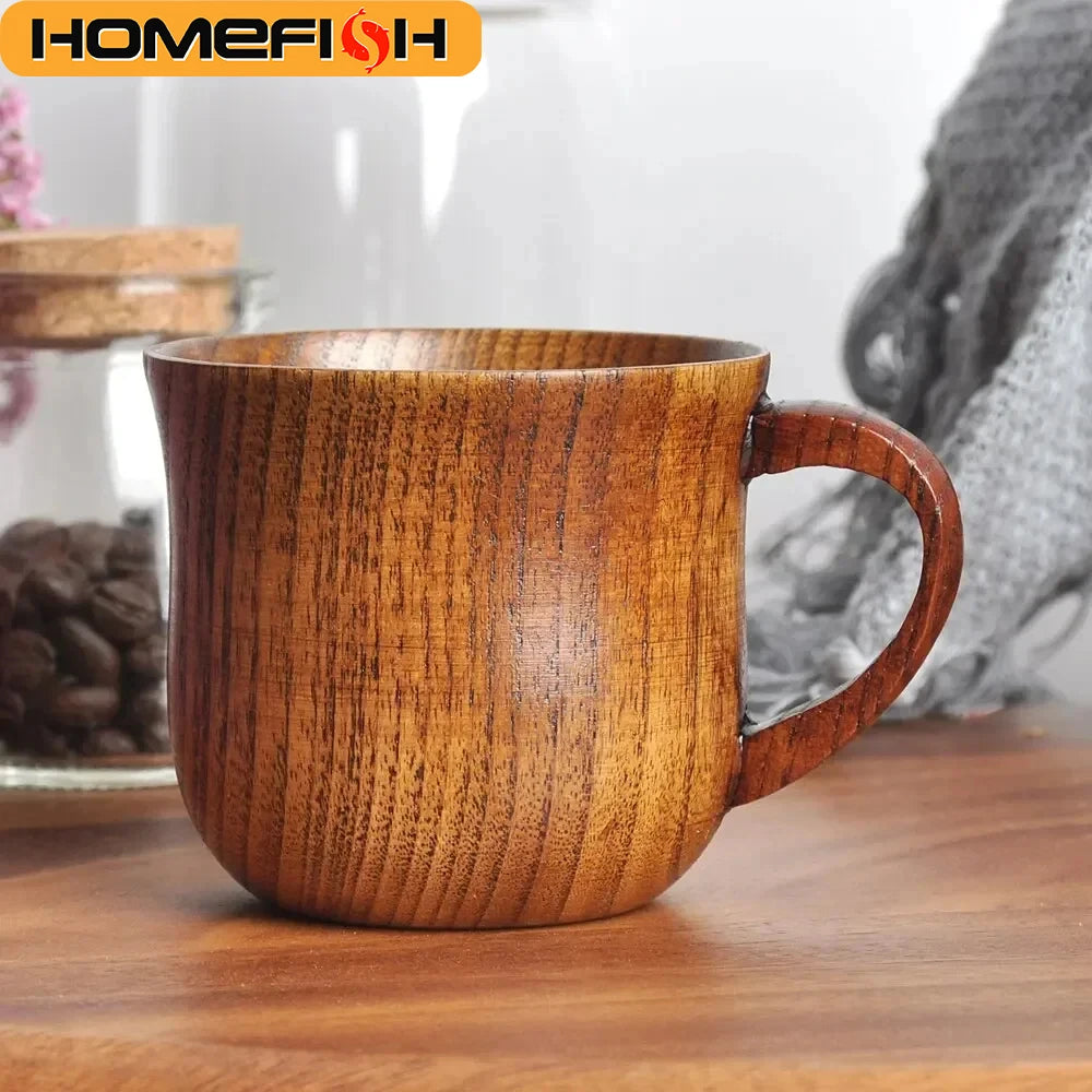 130ml Solid Wood Tea Cup with Handle – Jujube Wood Trumpet Cup Wooden Tea Cup Babs