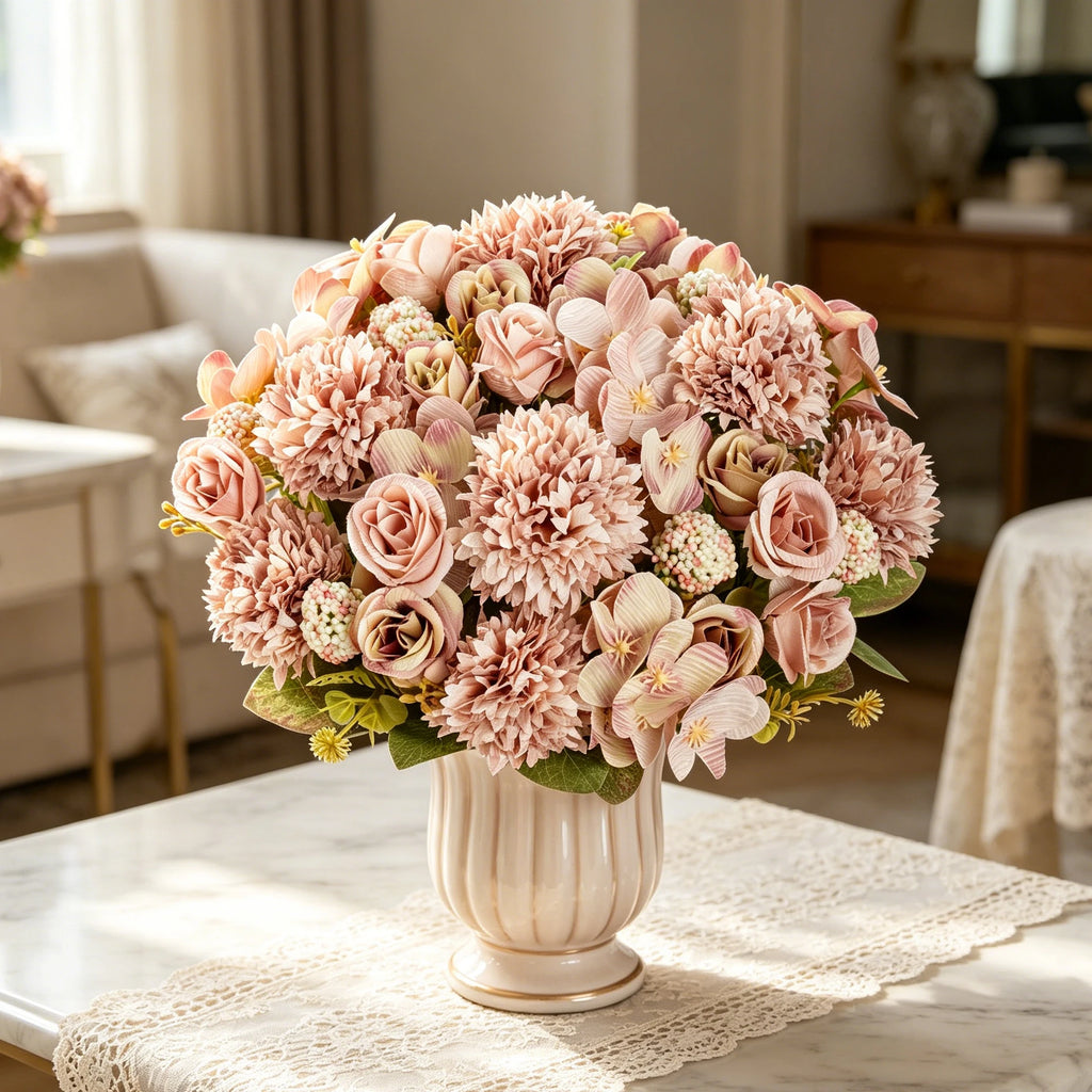 Silk Artificial Rose & Chrysanthemum Bouquet – Wedding Decor Artificial Flower Bouquet Babs