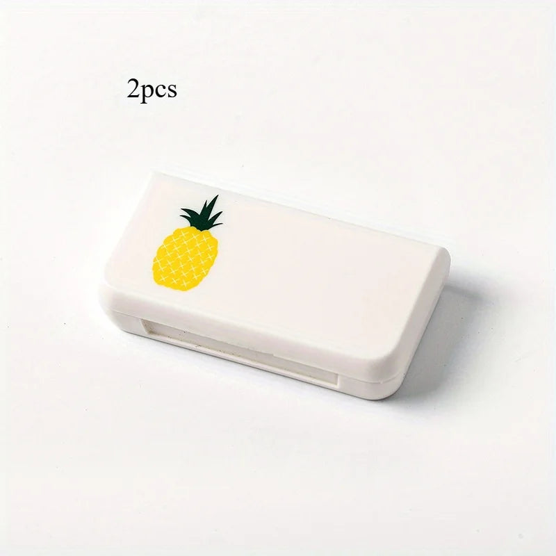 2pcs Mini 3-Grid Pill Organizer – Cute Travel Tablet Case Pill Organizer Case Babs pineapple