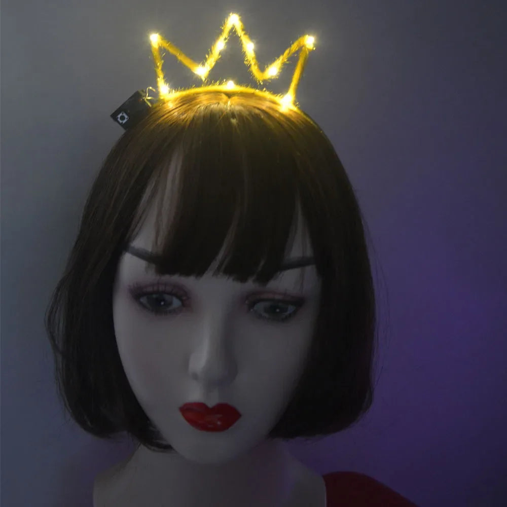 LED Reindeer Antler Headband – Deer Ear Flower Party Hairband LED Party Headband Babs 4