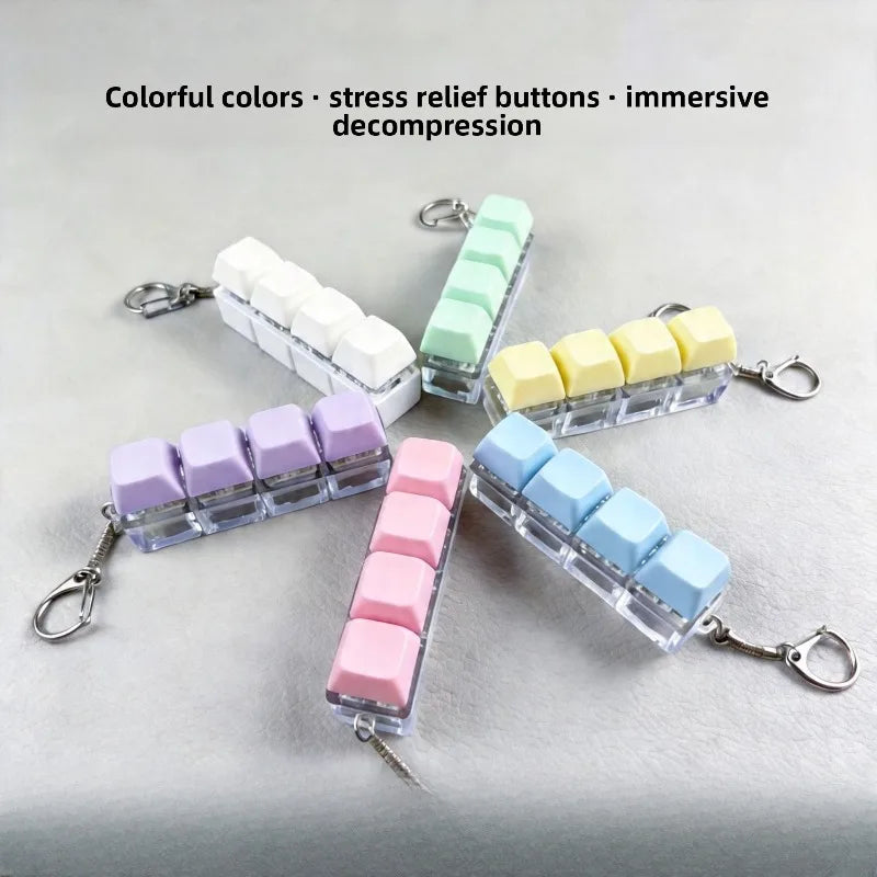 4-Key Mechanical Switch Tester Keychain – Pastel Fidget Toy Keyboard Switch Tester Babs