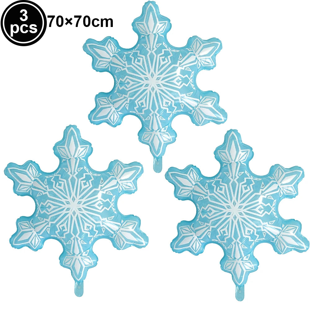 Snowflake Foil Balloons – White Pink Blue Party Décor Foil Party Balloons Babs 3pcs As pictures show