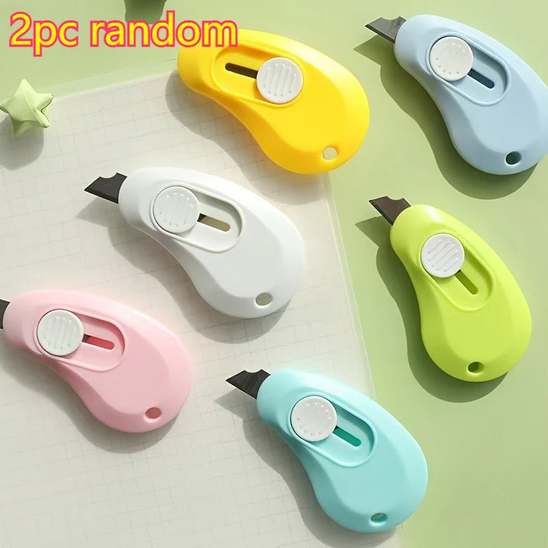 2pcs Mini Retractable Box Cutter Keychain Utility Knife Set Utility Knife Set Babs 2pc random