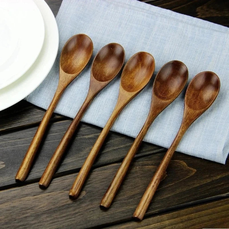 5-Piece Wooden Spoon & Fork Set – Eco-Friendly Kitchen Utensils Wooden Cooking Utensils Babs