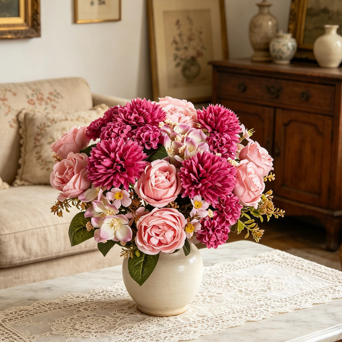 Silk Peony & Chrysanthemum Artificial Flowers for Weddings & Home Artificial Silk Flowers Babs