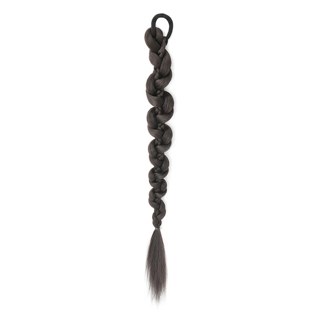 Braided Twist Double Ponytail Wig – Long Synthetic Extension Synthetic Ponytail Wig Babs Brown Black-1Pcs