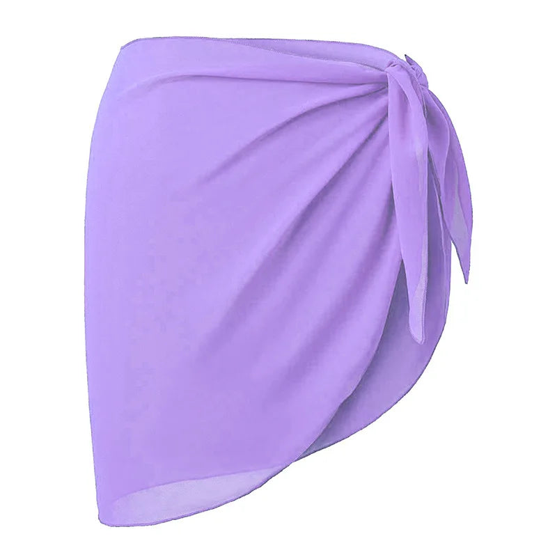 Chiffon Beach Sarong Wrap Skirt – Flowy Bikini Cover-Up Swimwear Cover-Up Babs Purple-1PC One Size