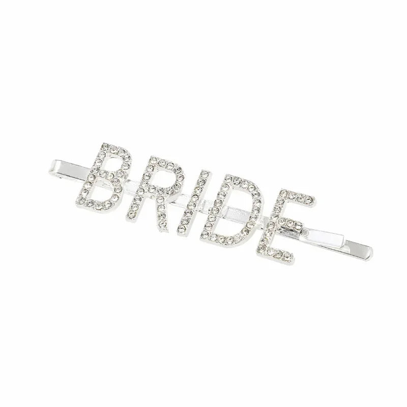 10pcs Rhinestone Letter Hair Clips – Bridal & Party Hairpins Rhinestone Hair Clips Babs Silver