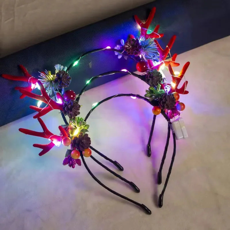 LED Christmas Reindeer Antlers Headband | Glowing Party Hoop LED Party Headband Babs 9