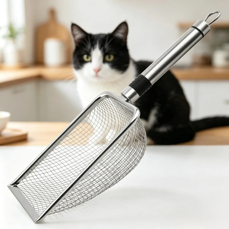 Stainless Steel Cat Litter Scoop – Rust-Proof Pet Sifter Shovel Cat Litter Scoop Babs