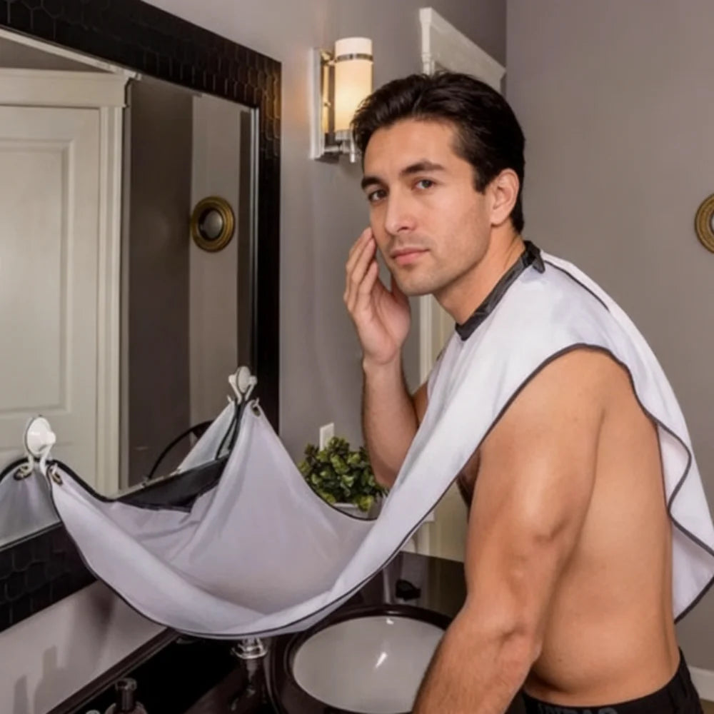 Men's Shaving Apron Beard Catcher Cape Bib – White Shaving Grooming Apron Babs