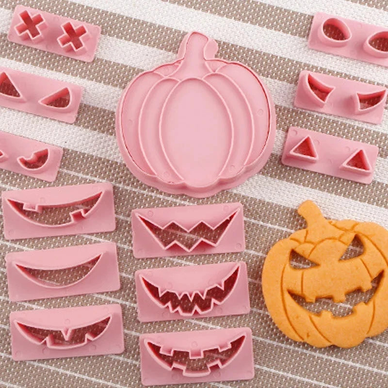 13-Pc Halloween Pumpkin Cookie Cutter & Fondant Stamp Set Cookie Cutter Set Babs