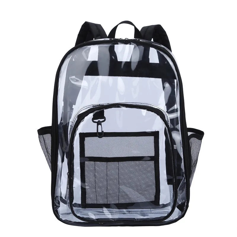 Waterproof Clear Backpack – Unisex Large Capacity Transparent Bag Clear Backpack Babs Black 43x31x15cm