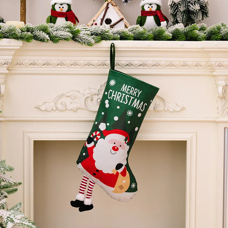 Large Christmas Stockings – Santa & Snowman Holiday Decor Christmas Stocking Babs other Santa