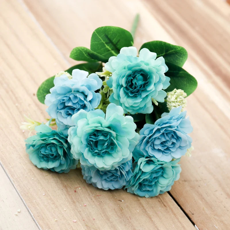 Silk Peony Artificial Flowers – White Bouquet, Home & Wedding Artificial Silk Flowers Babs Blue