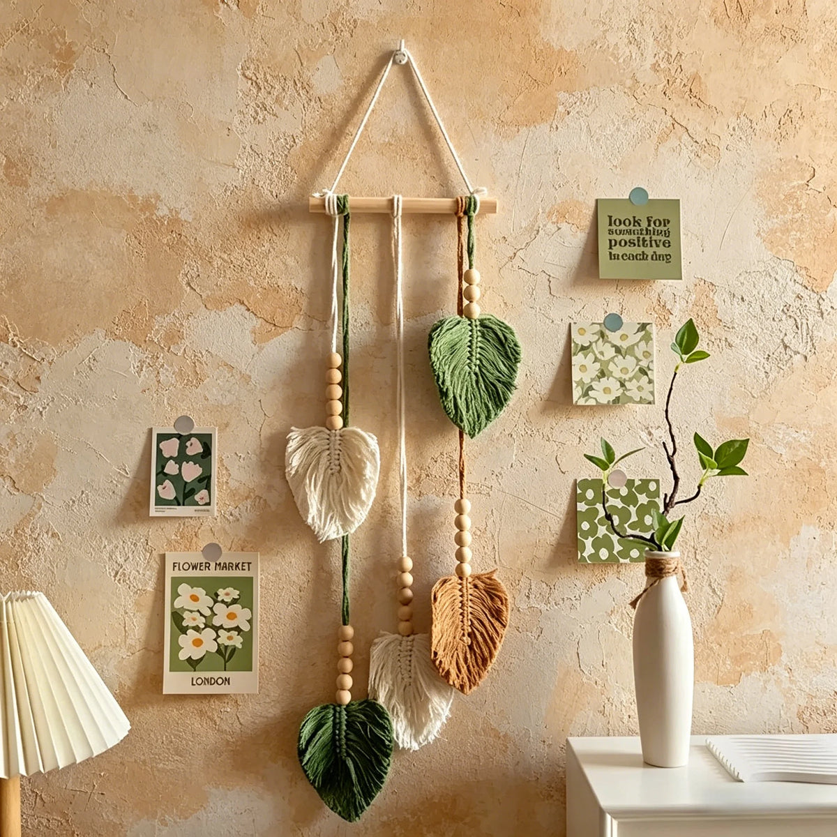 Handmade Macramé Leaf Wall Hanging Tapestry | Boho Decor Macramé Wall Hanging Babs