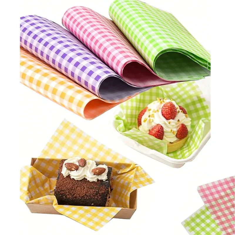 Gingham Wax Paper Sheets – Greaseproof Food Wrapping & Liners Food Wrapping Paper Babs