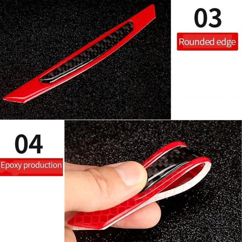 4pcs 5D Carbon Fiber Reflective Car Decals Warning Strip Set Car Decal Stickers Babs