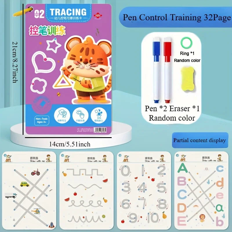 32-Page Reusable Magic Practice Notebook – Kids Writing Set Kids Practice Notebook Babs
