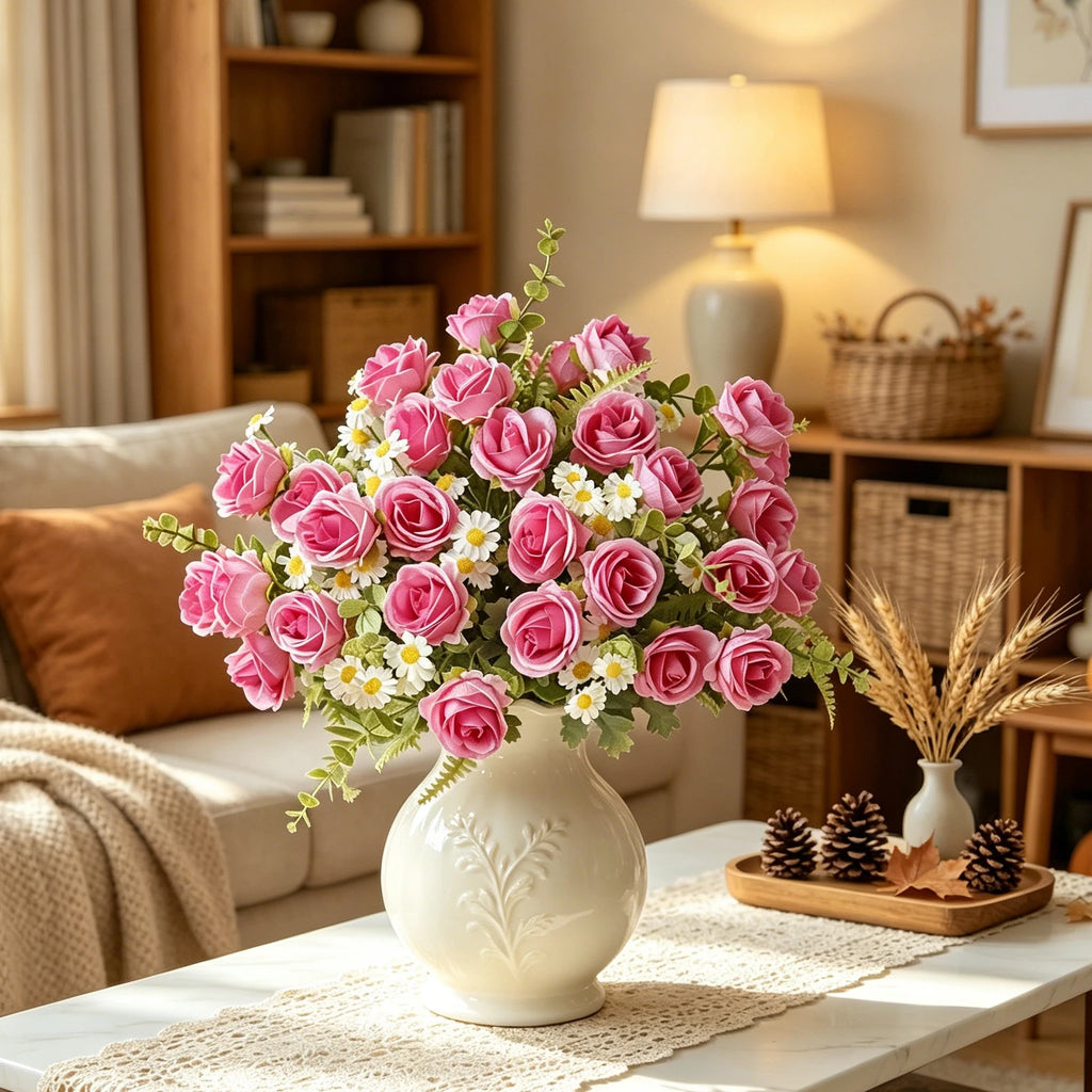 Artificial Silk Rose Flowers – Wedding & Home Décor Bouquet Artificial Silk Flowers Babs