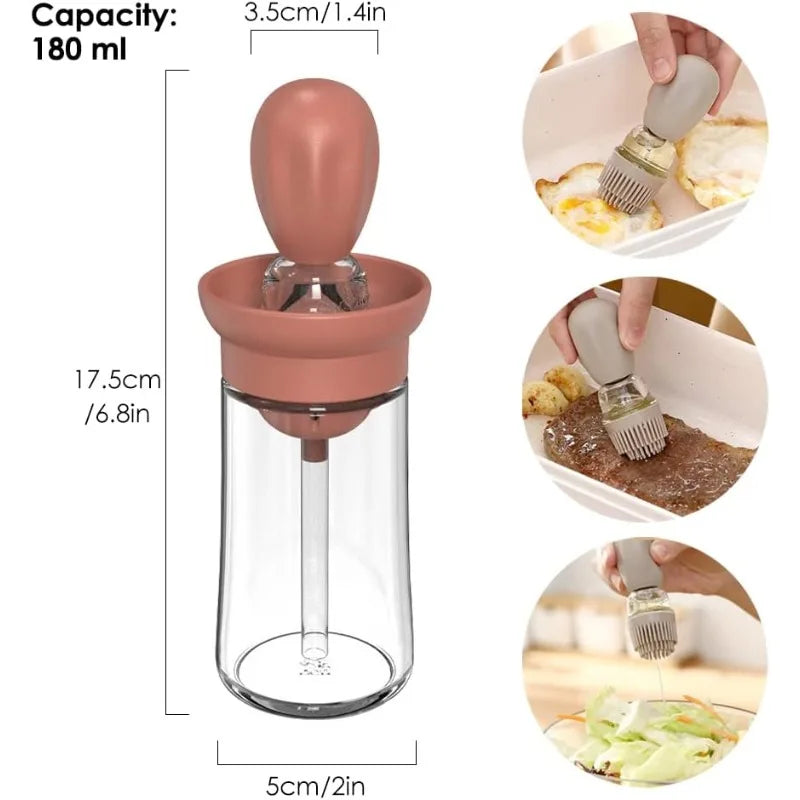 Silicone Oil Bottle with Brush – BBQ & Kitchen Dispenser Oil Bottle Brush Babs